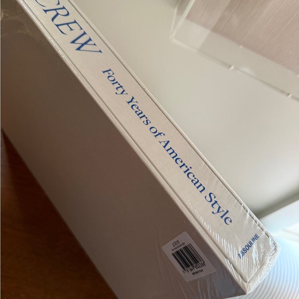 J. Crew Cream Book with Blue Text